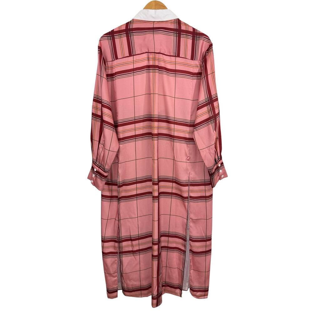 NWT ZARA Studio Collection Contrast Check Tunic Dress Pink Red Plaid Size L - Picture 8 of 14